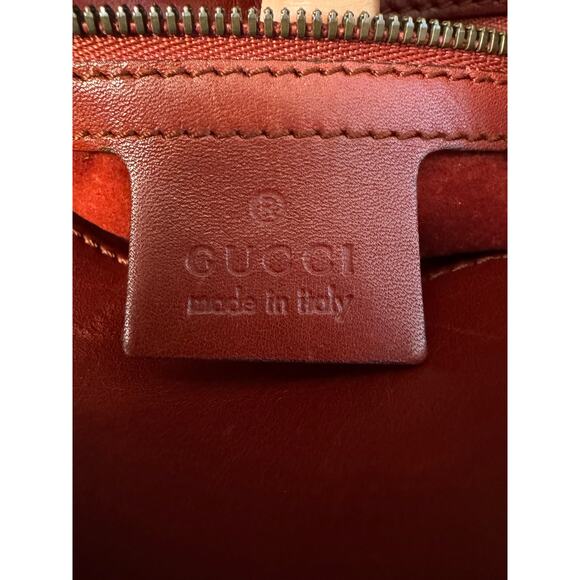 VTG Gucci Jackie Handbag Womens Red Calfskin Leather Top Handle Shoulder Strap - Picture 9 of 12